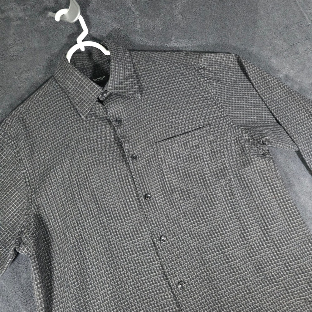 Van Heusen Dress Shirt Gray Plaid Long Sleeve Button‎ Up Medium